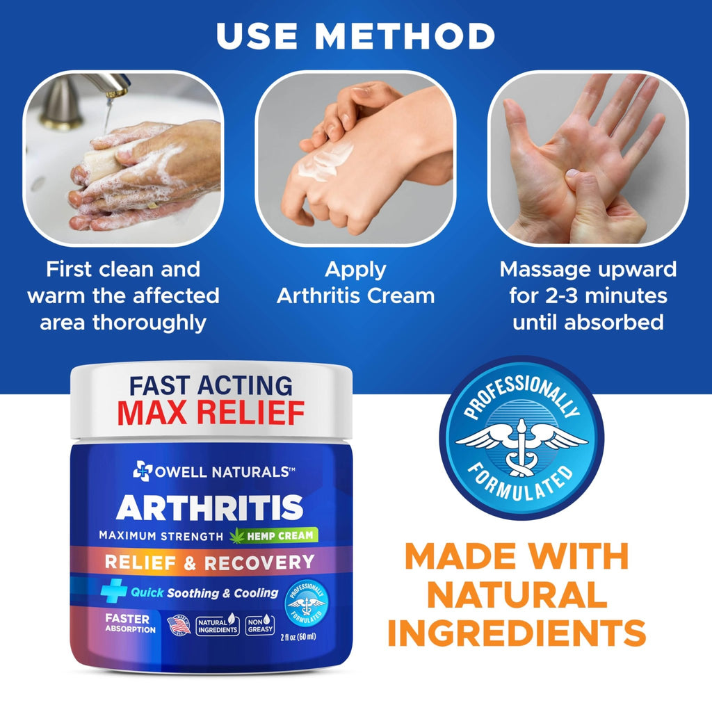 OWELL NATURALS Joint & Muscle Ream, Maximum Strength Relief & Recovery for Back, Neck, Feet with Aloe Vera, Vitamin B6 MSM, 2 Oz, (2 Pack) - TrustMedUSA