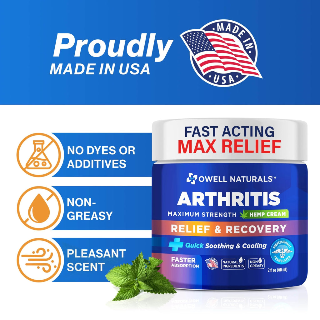 OWELL NATURALS Joint & Muscle Ream, Maximum Strength Relief & Recovery for Back, Neck, Feet with Aloe Vera, Vitamin B6 MSM, 2 Oz, (2 Pack) - TrustMedUSA