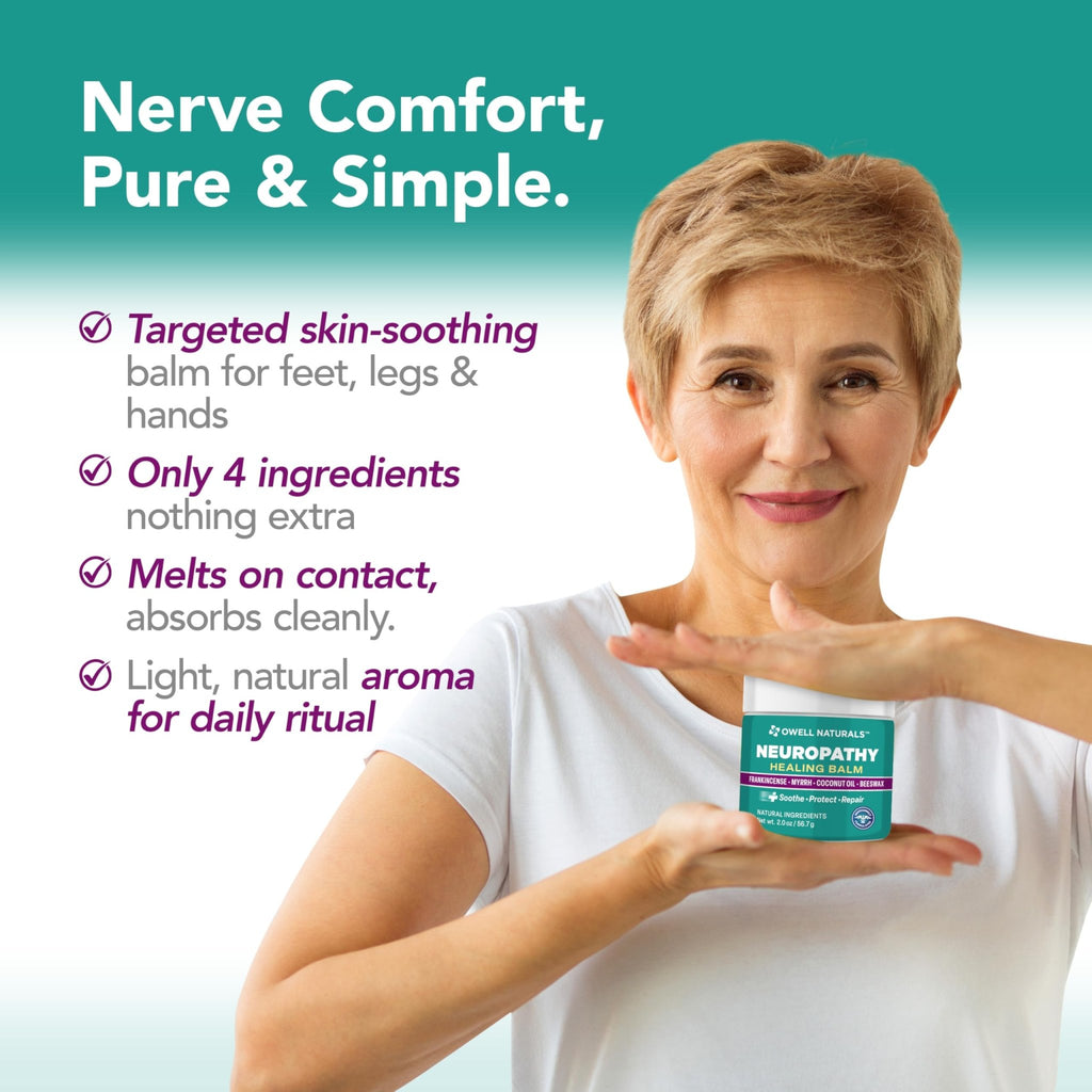 Owell Naturals Neuropathy Balm for Feet, Muscles & Joints – Long Lasting Comfort Formula with Frankincense, Myrrh, Coconut Oil, Beeswax – Fast Absorbing Botanical Skin Care, 2 oz - TrustMedUSA