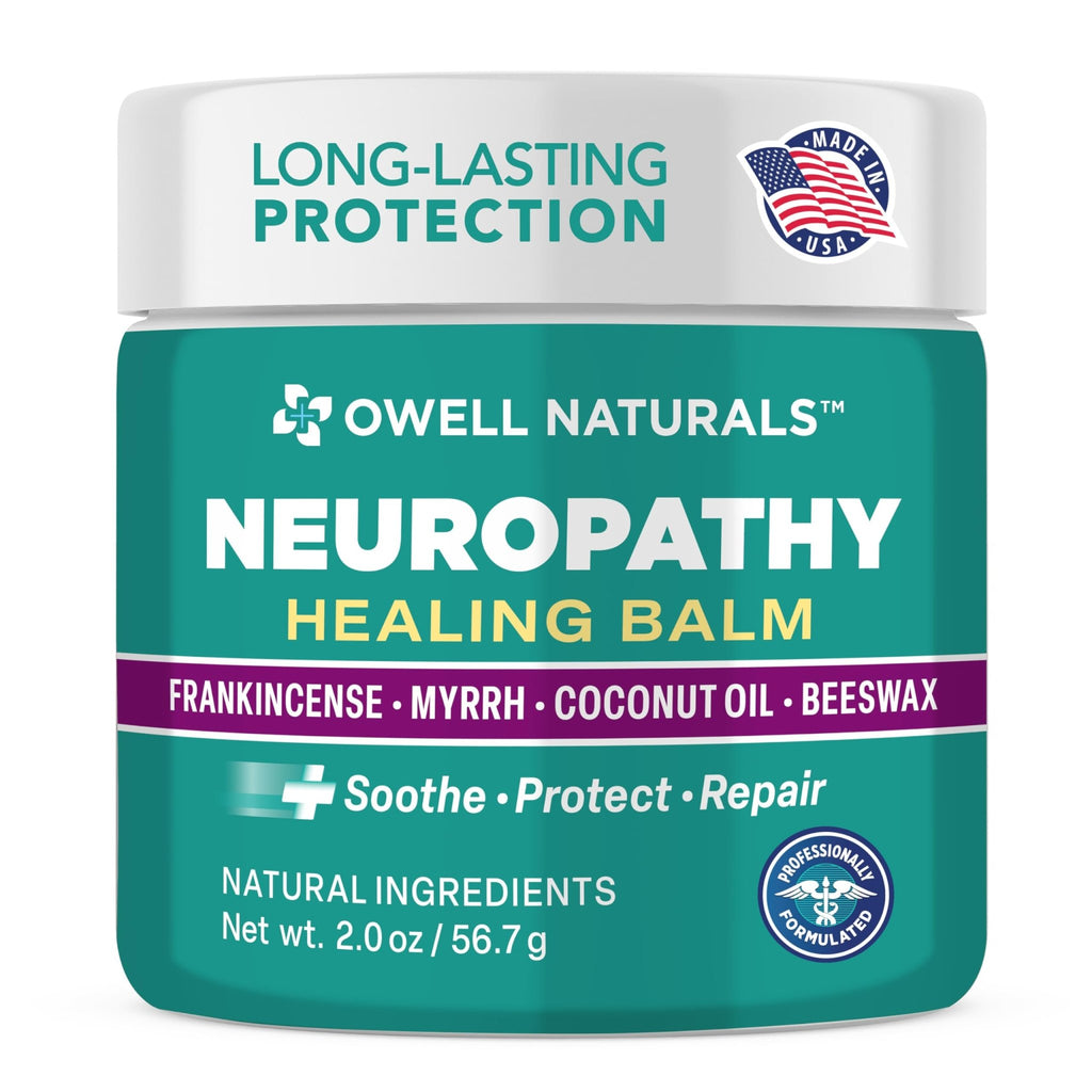 Owell Naturals Neuropathy Balm for Feet, Muscles & Joints – Long Lasting Comfort Formula with Frankincense, Myrrh, Coconut Oil, Beeswax – Fast Absorbing Botanical Skin Care, 2 oz - TrustMedUSA
