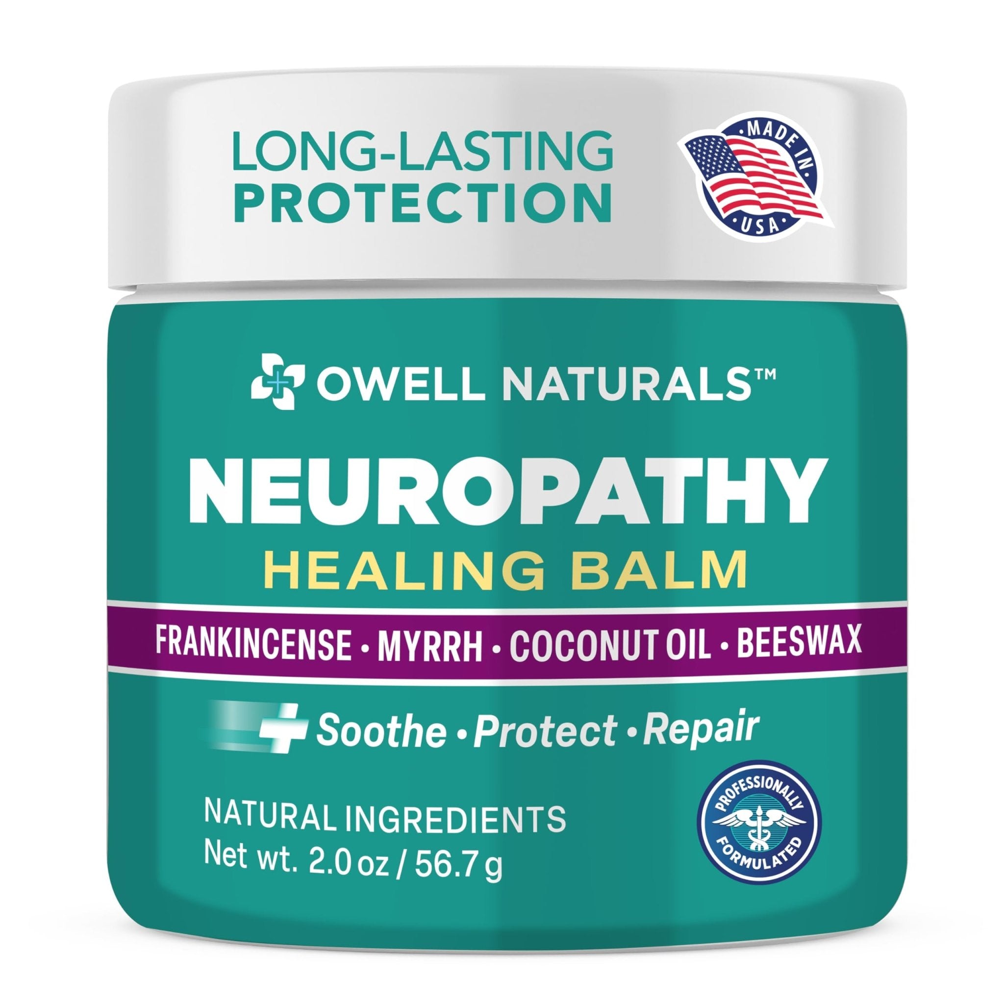 Owell Naturals Neuropathy Balm for Feet, Muscles & Joints – Long Lasting Comfort Formula with Frankincense, Myrrh, Coconut Oil, Beeswax – Fast Absorbing Botanical Skin Care, 2 oz - TrustMedUSA