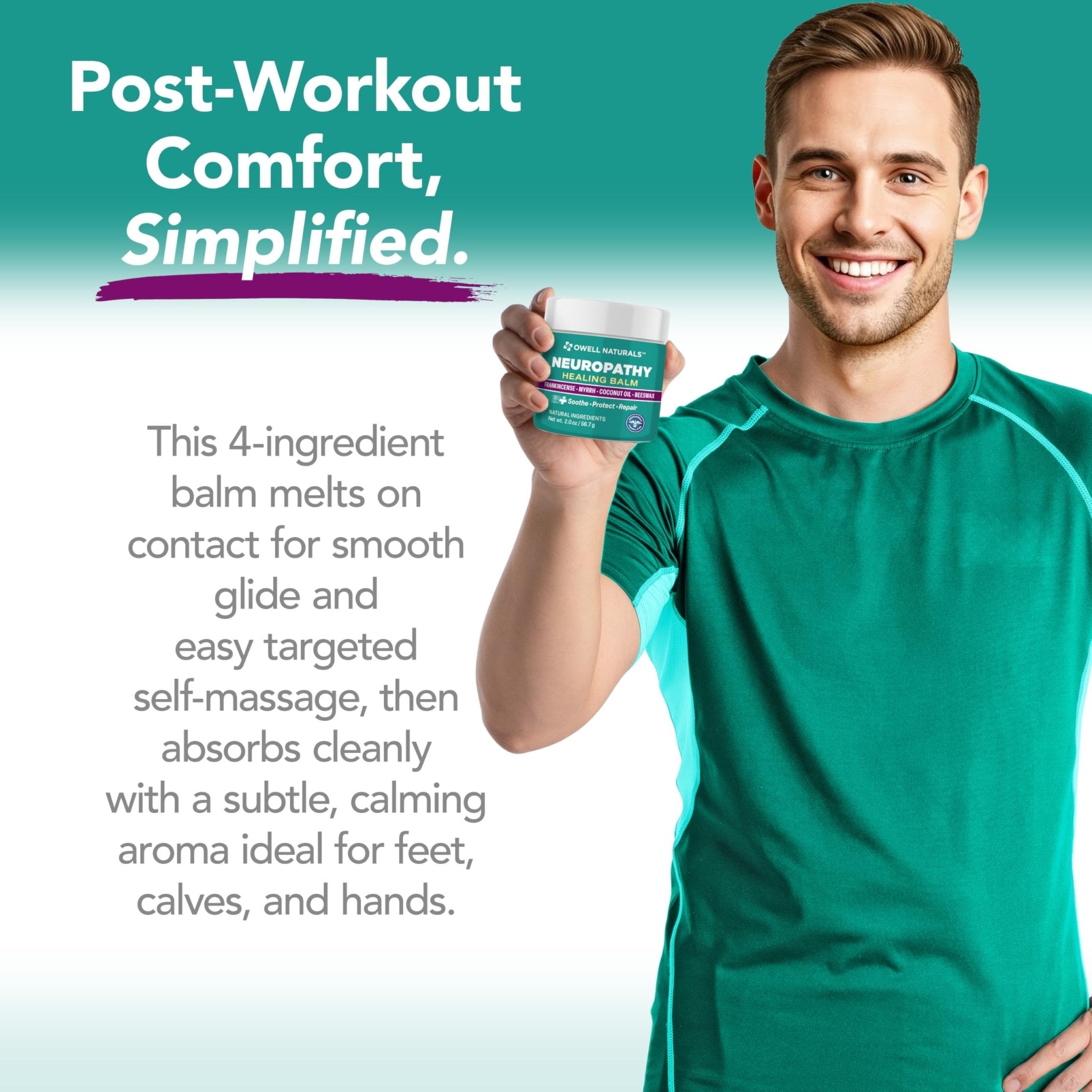 Owell Naturals Neuropathy Balm for Feet, Muscles & Joints – Long Lasting Comfort Formula with Frankincense, Myrrh, Coconut Oil, Beeswax – Fast Absorbing Botanical Skin Care, 2 oz - TrustMedUSA