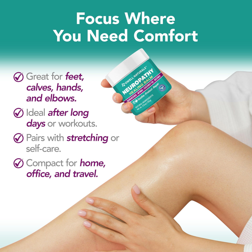 OWELL NATURALS Neuropathy Healing Balm, Fast Acting, with Frankincense, Myrrh, Coconut Oil & Beeswax, Natural Ingredients – Soothe, Protect & Repair, 4 oz (Pack of 1) - TrustMedUSA