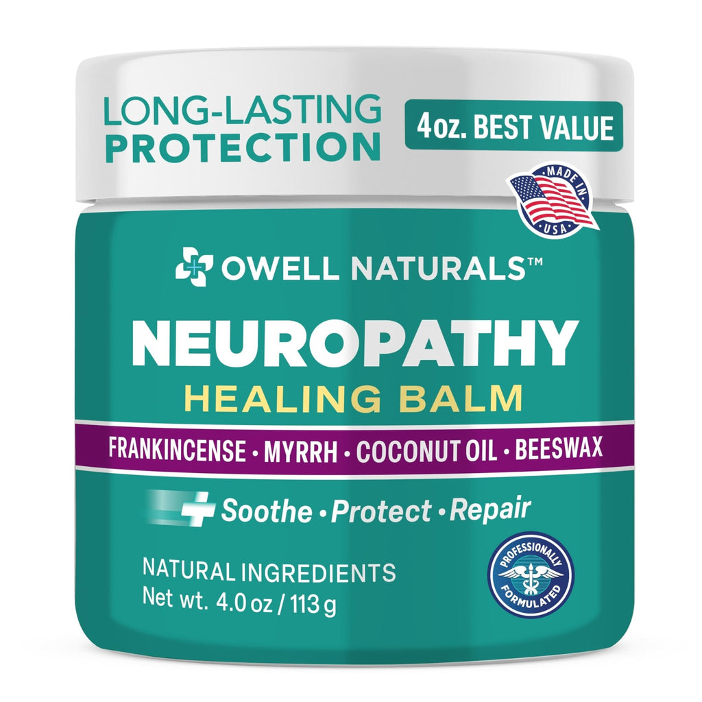OWELL NATURALS Neuropathy Healing Balm, Fast Acting, with Frankincense, Myrrh, Coconut Oil & Beeswax, Natural Ingredients – Soothe, Protect & Repair, 4 oz (Pack of 1) - TrustMedUSA