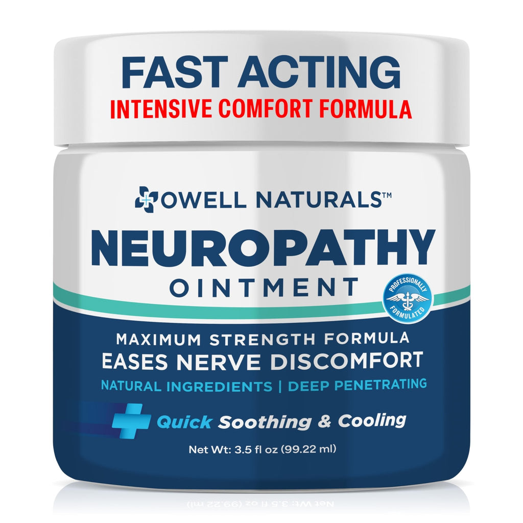 Owell Naturals Neuropathy Nerve Ointment for Feet, Fingers, Hands, Toes, Back, Legs & Arms - Fast-Acting Formula, Max Strength, Cooling Effect, 3.5 Fl Oz - TrustMedUSA