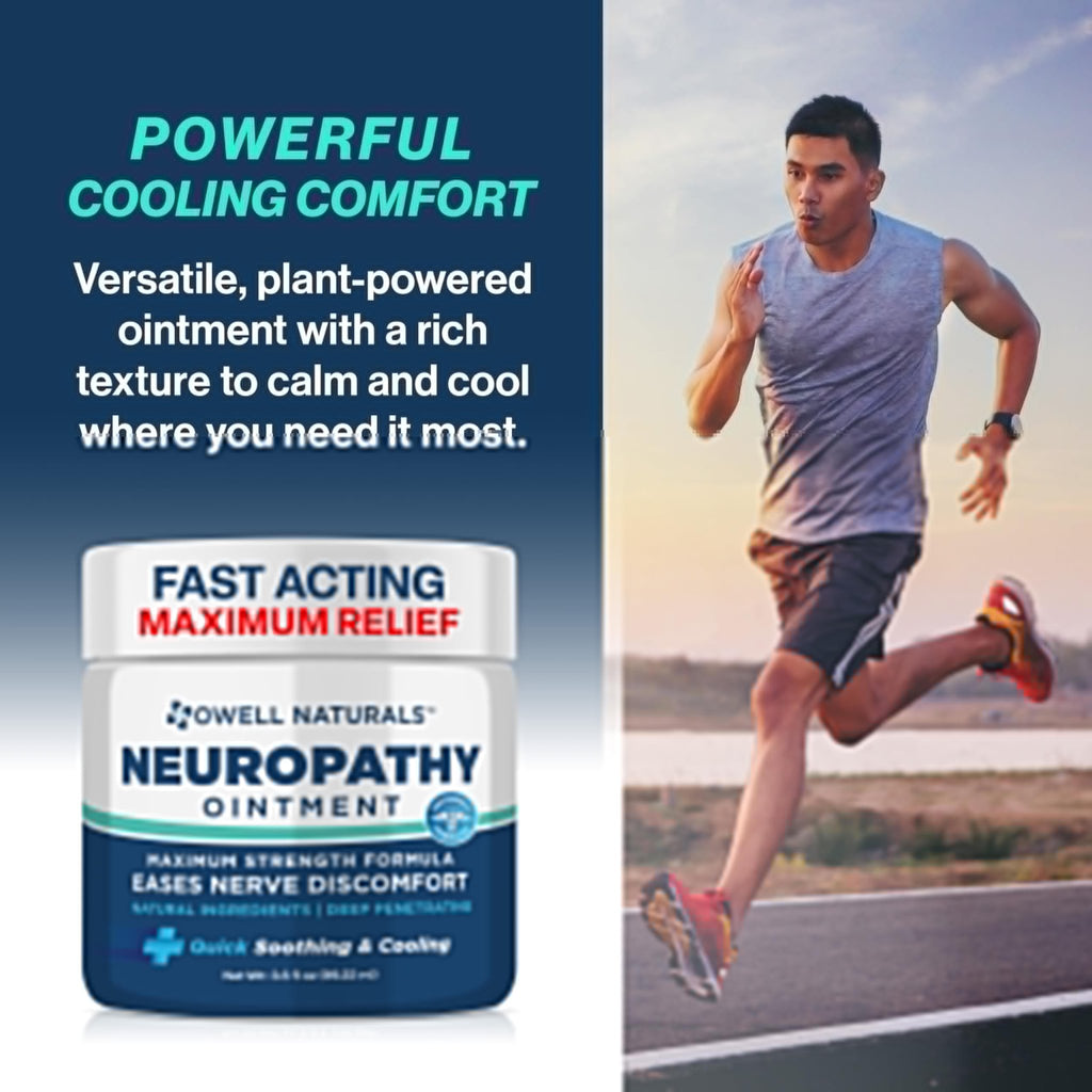 Owell Naturals Neuropathy Nerve Ointment for Feet, Fingers, Hands, Toes, Back, Legs & Arms - Fast-Acting Formula, Max Strength, Cooling Effect, 3.5 Fl Oz - TrustMedUSA