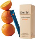 Ownist Triple Collagen Liquid Packets On-The-Go - Peptides with Hydrolyzed Marine Collagen, Elastin, Hyaluronic Acid and Vitamin for Healthy Skin - Orange Flavor - 14 Individual Stick Packs - Maple Wellness Supplements