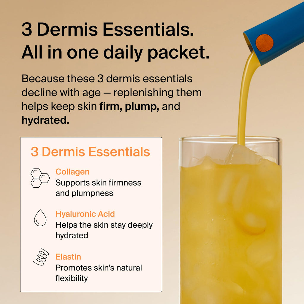 Ownist Triple Collagen Liquid Packets On-The-Go - Peptides with Hydrolyzed Marine Collagen, Elastin, Hyaluronic Acid and Vitamin for Healthy Skin - Orange Flavor - 14 Individual Stick Packs - Maple Wellness Supplements