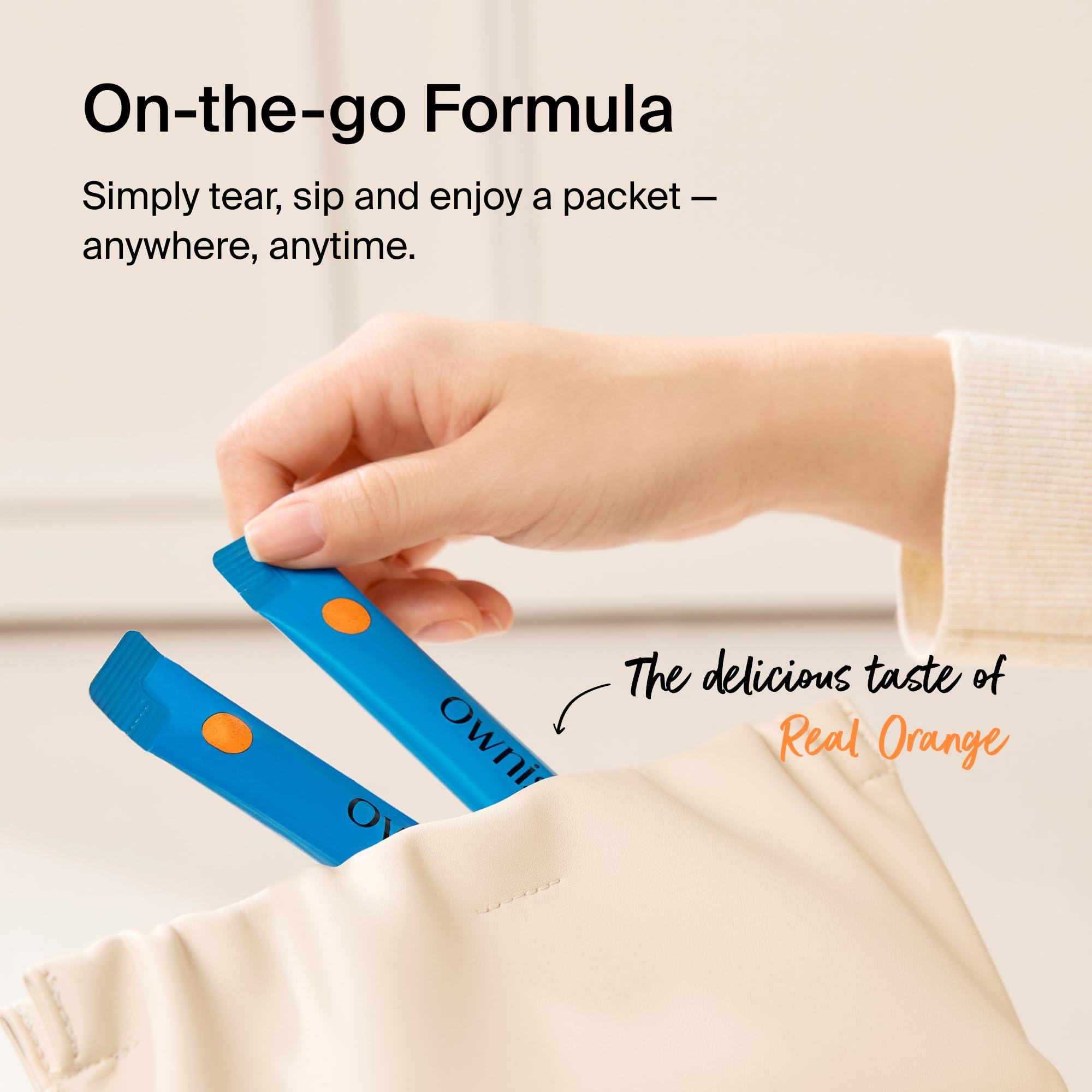 Ownist Triple Collagen Liquid Packets On-The-Go - Peptides with Hydrolyzed Marine Collagen, Elastin, Hyaluronic Acid and Vitamin for Healthy Skin - Orange Flavor - 14 Individual Stick Packs - Maple Wellness Supplements