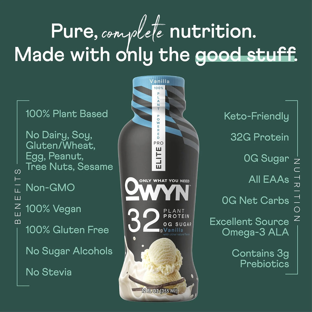 OWYN Only What You Need Pro Elite Vegan Plant Based High Protein Shake, Vanilla - TrustMedUSA