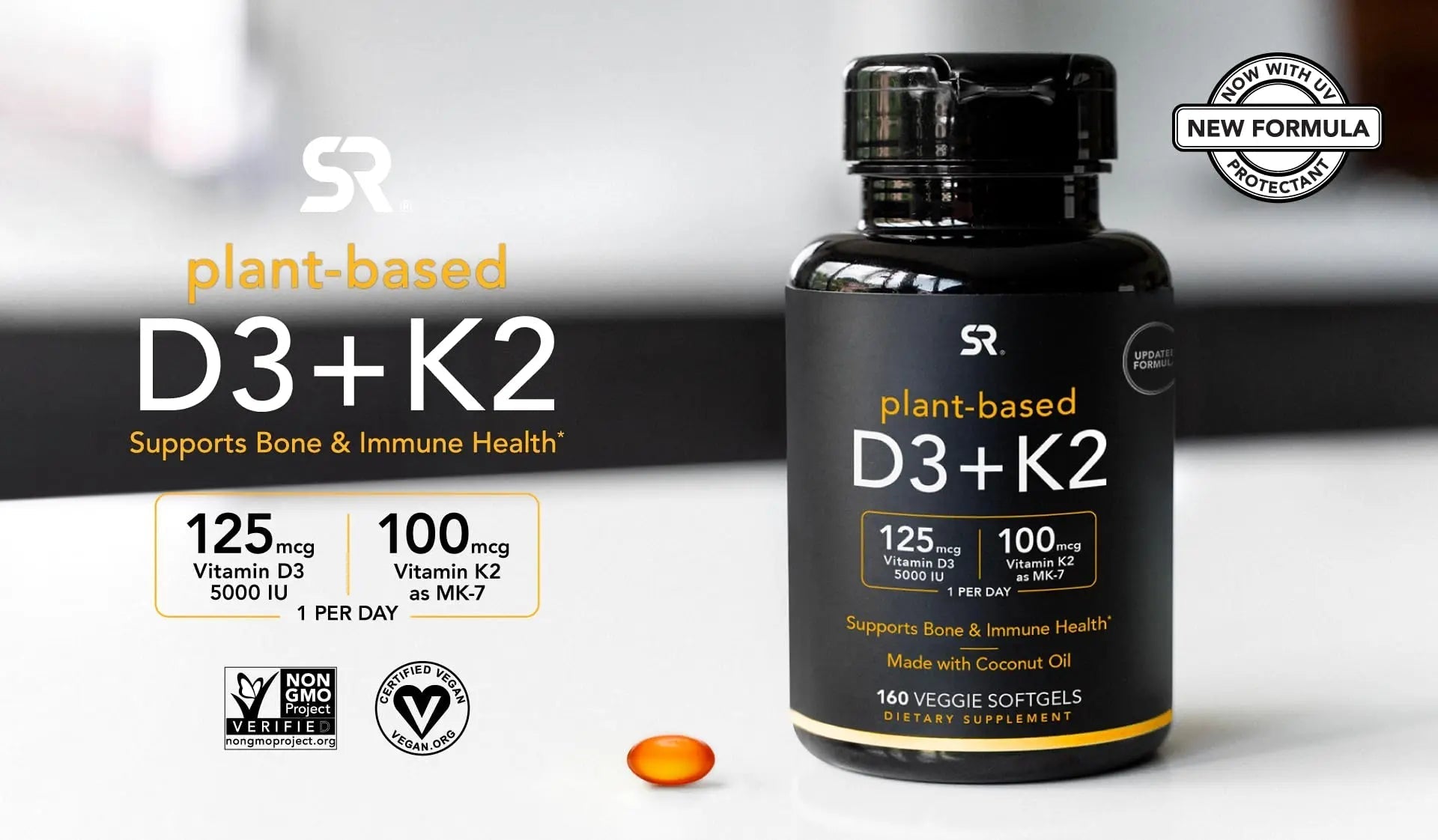 (Pack of 1) 160 Vegan Certified, Non GMO Liquid Softgels rozzunSports Research Vitamin - TrustMedUSA