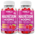 Pack of 2 Magnesium Complex Gummies 400mg, Magnesium Glycinate, Malate, Citrate, Taurate, Oxide & More | w/Ashwagandha Extract, D3 & B12 for Calm, Zzz, Relaxation, Raspberry Flavor, 120 Count - TrustMedUSA