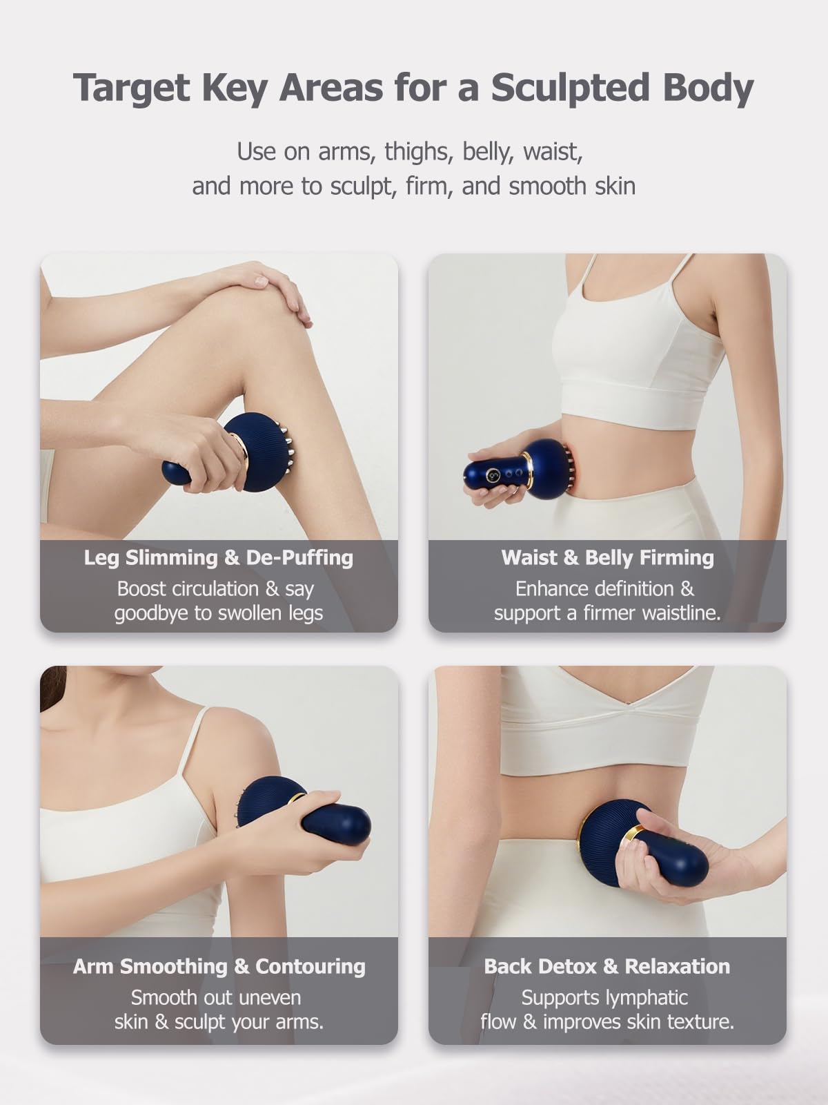Paiaito Lymphatic Drainage Massager & Anti Cellulite Massage Tool, Helps Reduce Stretch Marks & Cellulite, for Legs, Arms & Belly, Body Sculpting Machine with Microcurrent, Light, Heat & Vibration - Maple Wellness Supplements