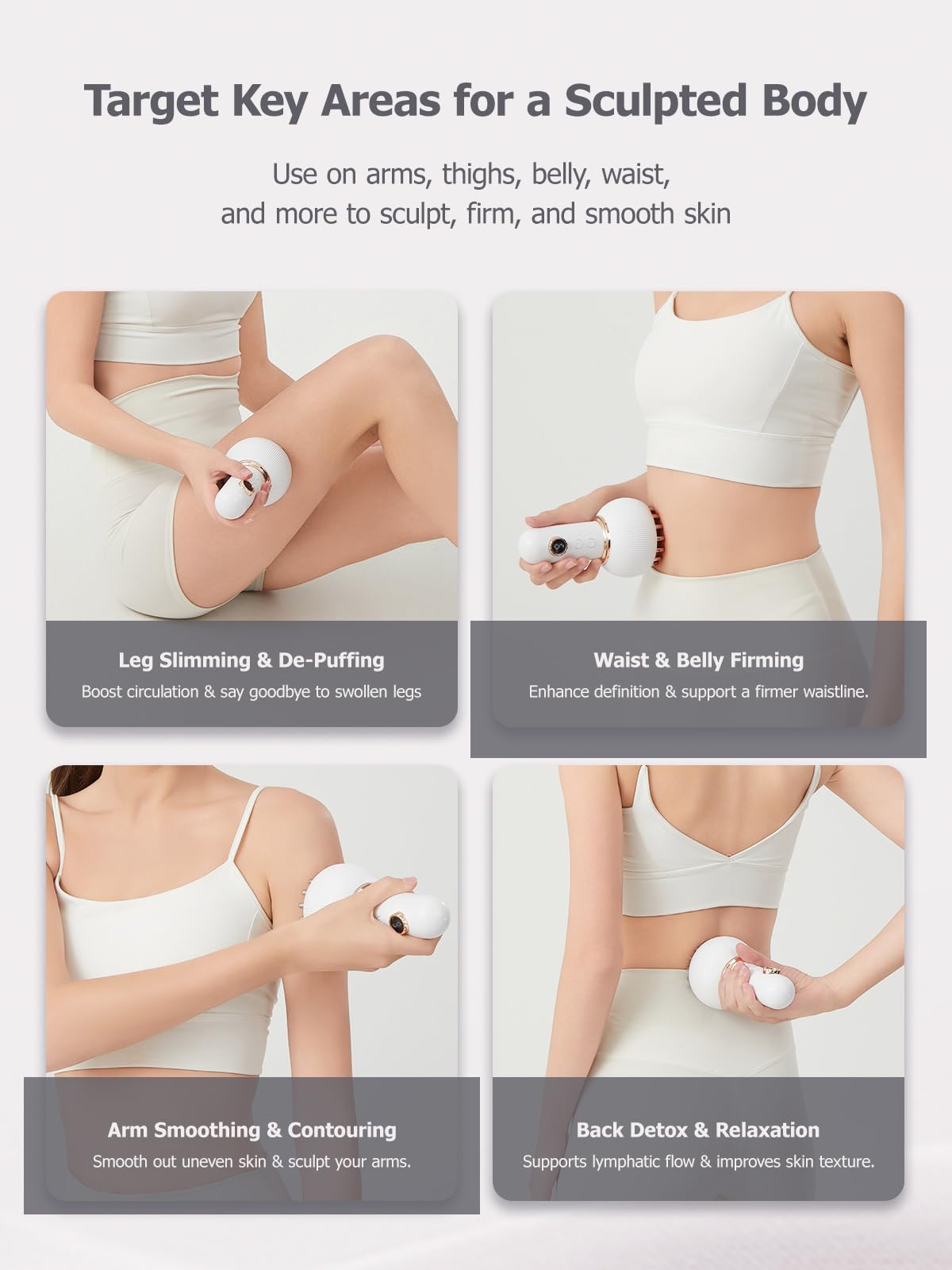 Paiaito Lymphatic Drainage Massager & Anti Cellulite Massage Tool, Helps Reduce Stretch Marks & Cellulite, for Legs, Arms & Belly, Body Sculpting Machine with Microcurrent, Light, Heat & Vibration - Maple Wellness Supplements