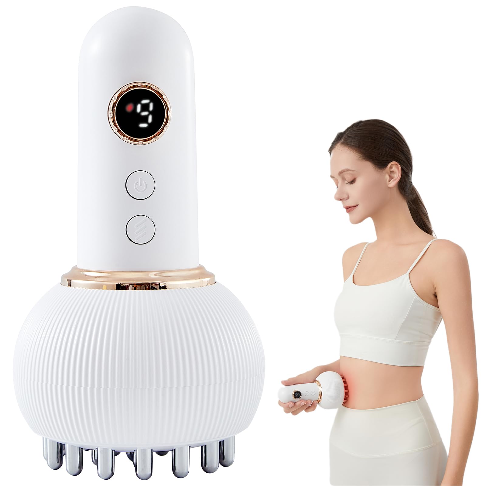 Paiaito Lymphatic Drainage Massager & Anti Cellulite Massage Tool, Helps Reduce Stretch Marks & Cellulite, for Legs, Arms & Belly, Body Sculpting Machine with Microcurrent, Light, Heat & Vibration - Maple Wellness Supplements