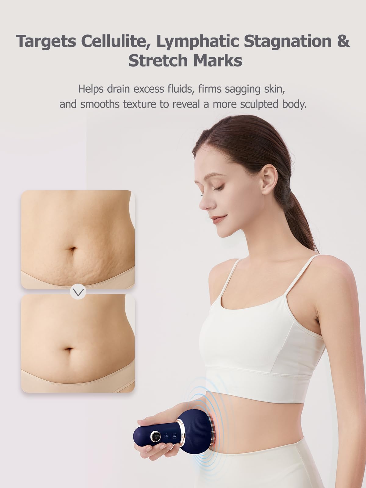 Paiaito Lymphatic Drainage Massager & Anti Cellulite Massage Tool, Helps Reduce Stretch Marks & Cellulite, for Legs, Arms & Belly, Body Sculpting Machine with Microcurrent, Light, Heat & Vibration - Maple Wellness Supplements
