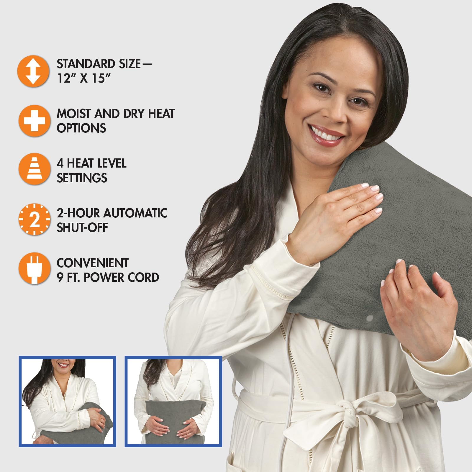 Pain Management Bundle 3-Piece | Personal Deep Tissue Massager | Muscle & Joint Pain Relief Gel | Deluxe Moist Dry Heating Pad | Therapeutic Care at Home | Whole Family Care - TrustMedUSA