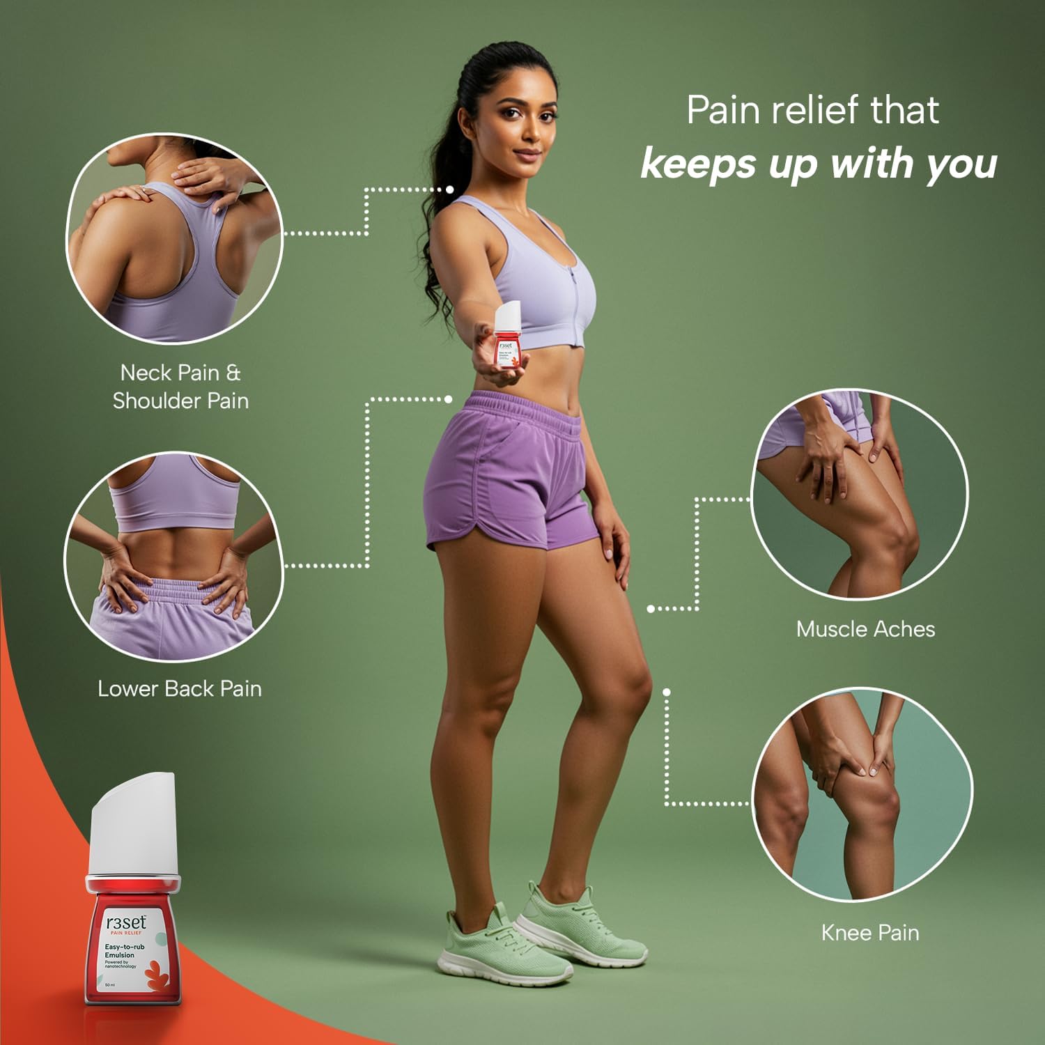 Pain Relief Emulsion Roll-On | Fast Relief for Muscle, Joint, Back, Neck, Knee Pain, Sports Injuries | 100% Natural, Absorbs Easily, No Side Effects | Herbal Ingredients for Aches & Soreness - 50ml - TrustMedUSA