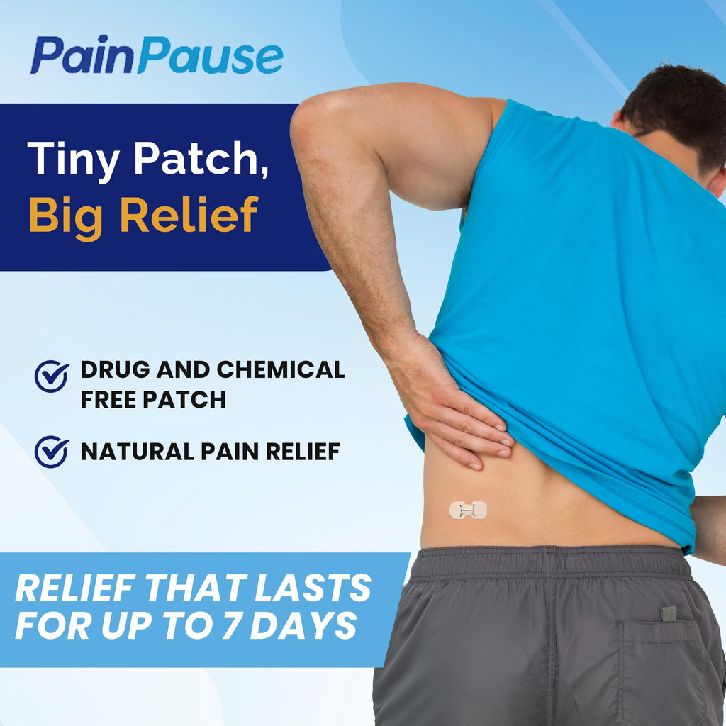 PainPause Long Lasting Pain Relief - Back, Hip, Knee, Neck, Plantar Fasciitis, and Others - Relief for Up to 7 Days, Clinically Tested, 4 Devices in 2 Pouches - TrustMedUSA