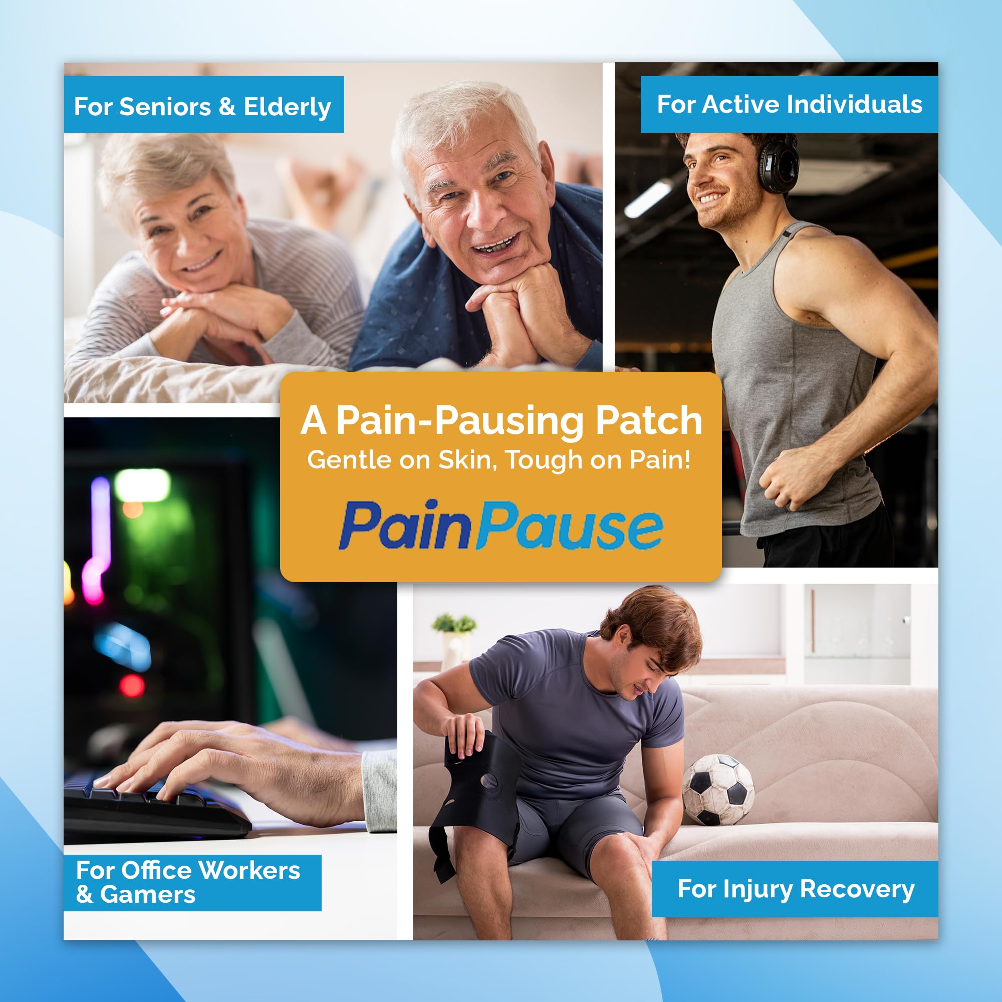 PainPause Long Lasting Pain Relief - Back, Hip, Knee, Neck, Plantar Fasciitis, and Others - Relief for Up to 7 Days, Clinically Tested, 4 Devices in 2 Pouches - TrustMedUSA