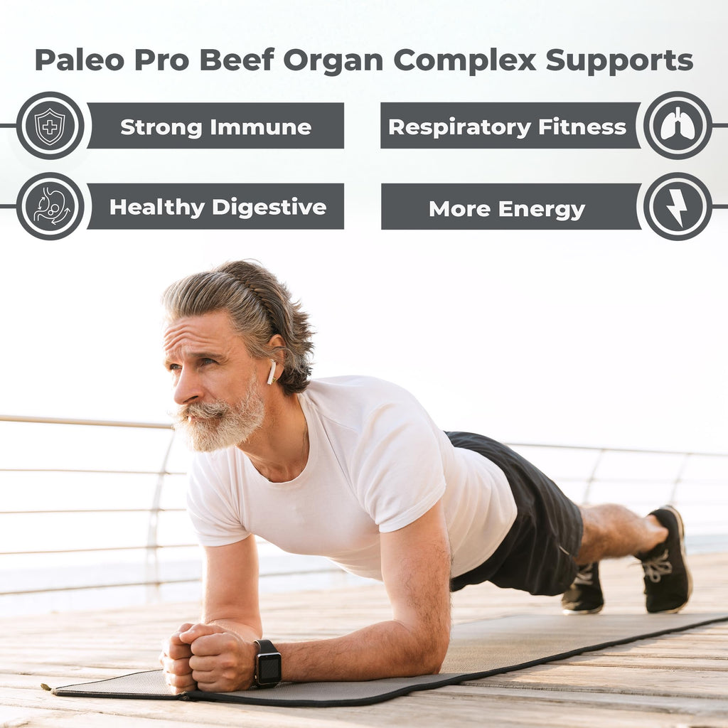 Paleo Pro O.G. Blend Premium Beef Organs Capsules, Kidney, Heart, Liver, Spleen and Pancreas from Grass Fed & Pastured Cows, Dietary Supplement, No GMO, 180 Capsules (Beef Organ Complex) - TrustMedUSA