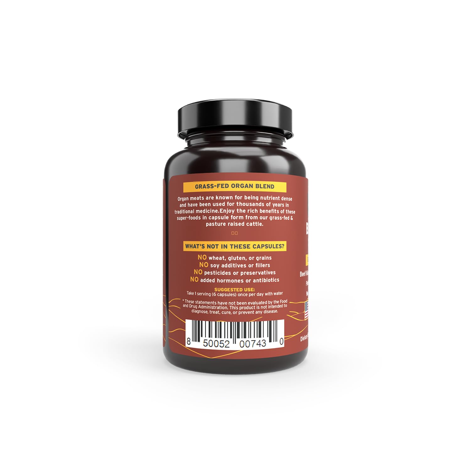 Paleo Pro O.G. Blend Premium Beef Organs Capsules, Kidney, Heart, Liver, Spleen and Pancreas from Grass Fed & Pastured Cows, Dietary Supplement, No GMO, 180 Capsules (Beef Organ Complex) - TrustMedUSA