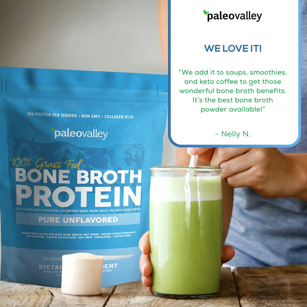 Paleovalley 100% Grass Fed Beef Bone Broth Protein Powder - Rich in Collagen Peptides - TrustMedUSA