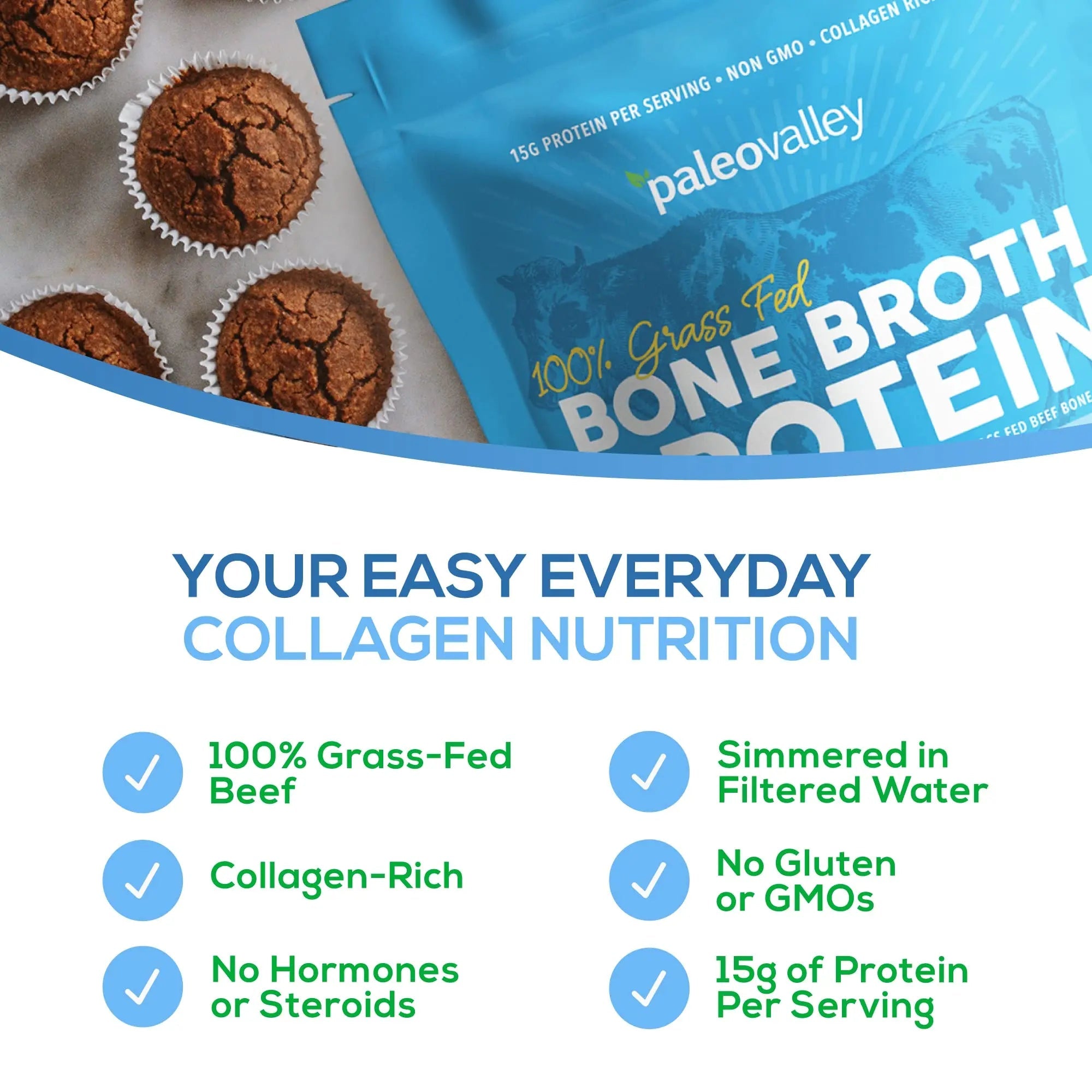 Paleovalley 100% Grass Fed Beef Bone Broth Protein Powder - Rich in Collagen Peptides - TrustMedUSA