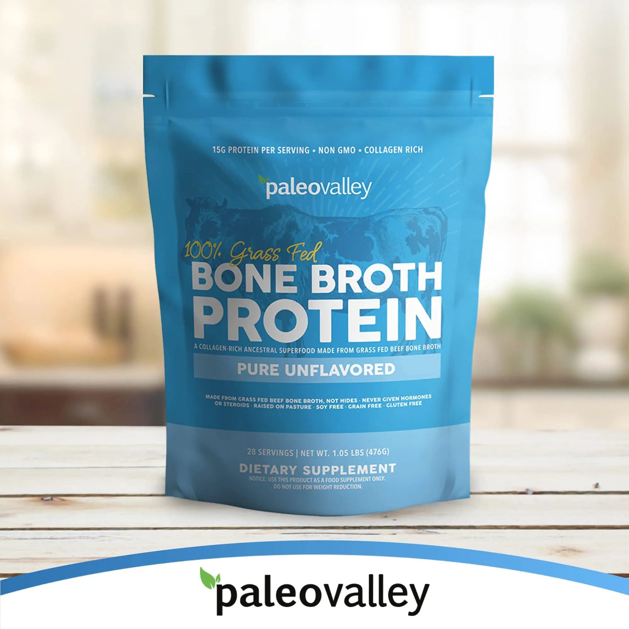 Paleovalley 100% Grass Fed Beef Bone Broth Protein Powder - Rich in Collagen Peptides - TrustMedUSA