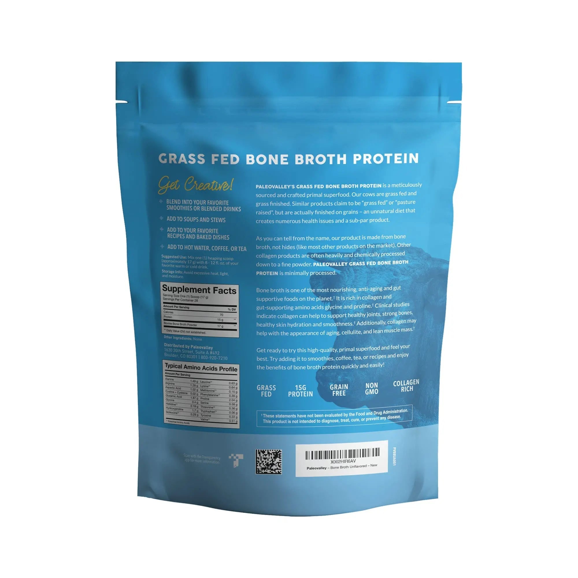 Paleovalley 100% Grass Fed Beef Bone Broth Protein Powder - Rich in Collagen Peptides - TrustMedUSA