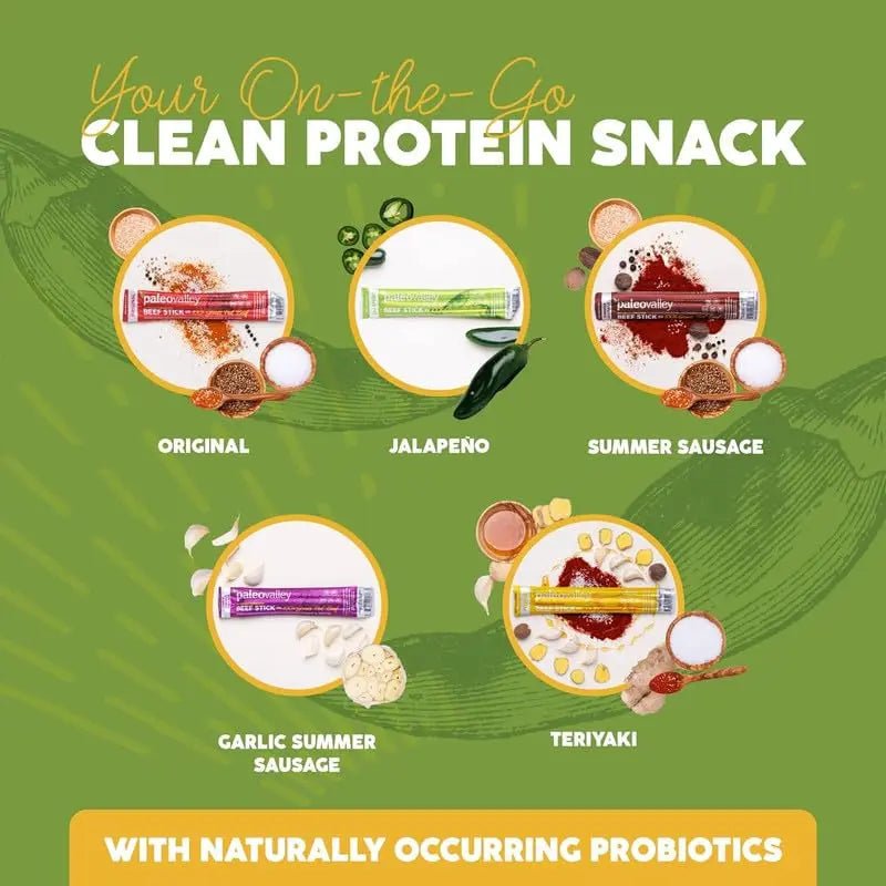 Paleovalley 100% Grass Fed Jalapeno Beef Sticks - Delicious Gluten Free Beef Snack - High Protein Keto Friendly - TrustMedUSA