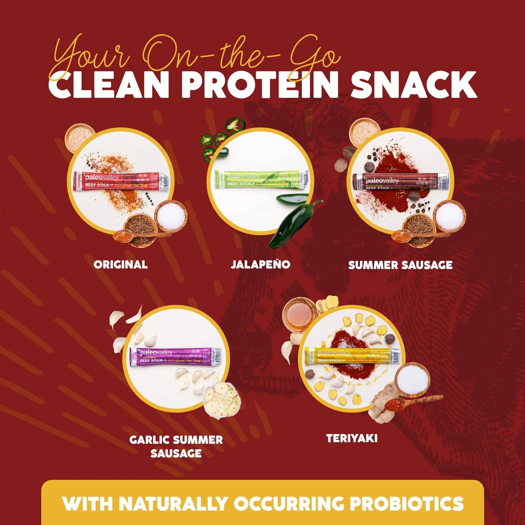 Paleovalley 100% Grass Fed Original Beef Sticks - Delicious Gluten Free Beef Snack - High Protein Keto Friendly - TrustMedUSA