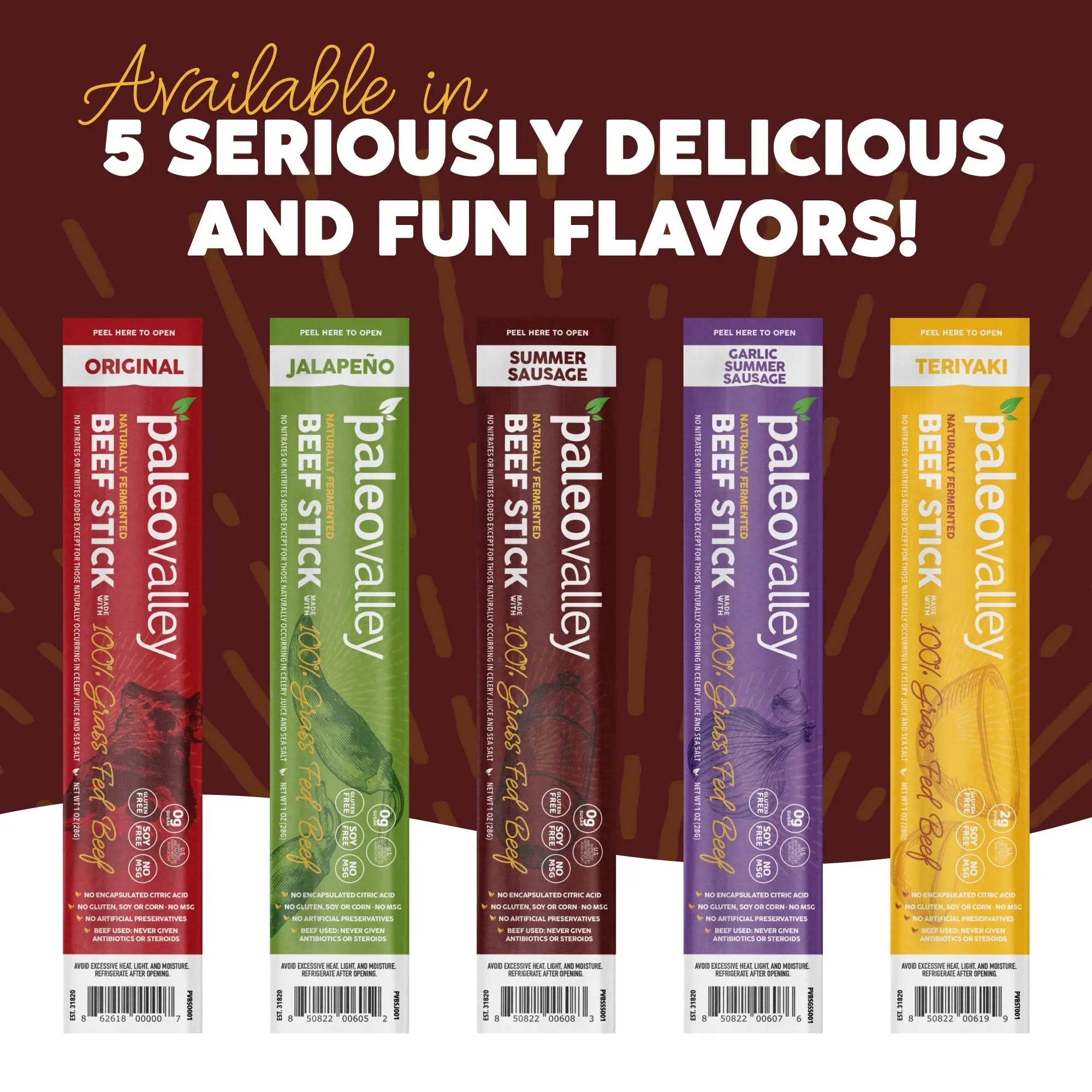 Paleovalley 100% Grass Fed Summer Sausage Beef Sticks - Delicious Gluten Free Beef Snack - High Protein Keto Friendly - TrustMedUSA