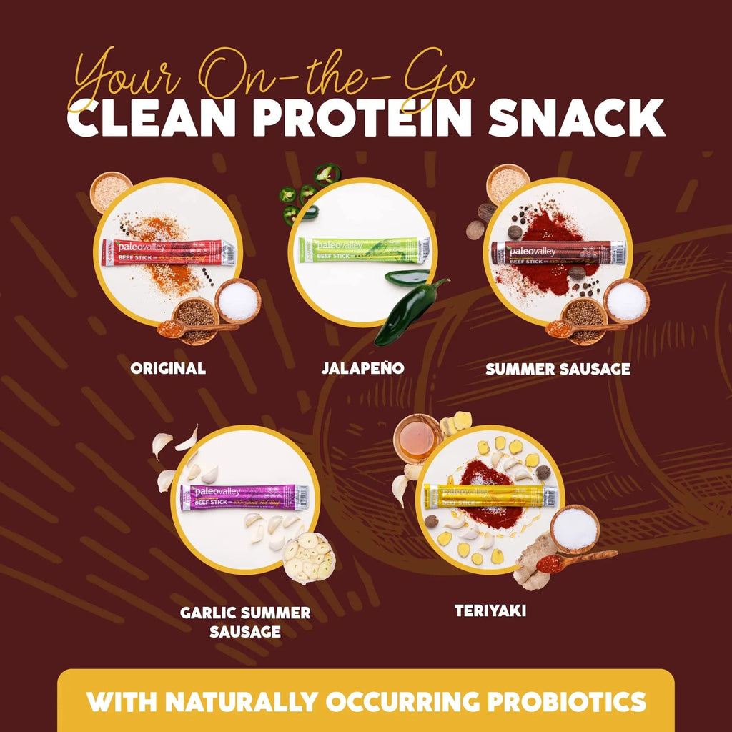 Paleovalley 100% Grass Fed Summer Sausage Beef Sticks - Delicious Gluten Free Beef Snack - High Protein Keto Friendly - TrustMedUSA