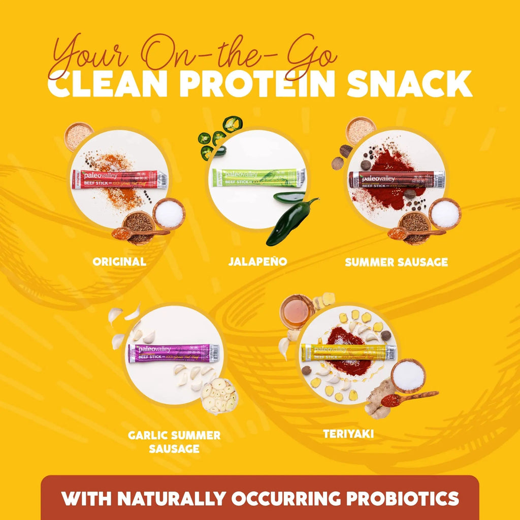 Paleovalley 100% Grass Fed Teriyaki Beef Sticks - Delicious Gluten Free Beef Snack - High Protein Keto Friendly - TrustMedUSA