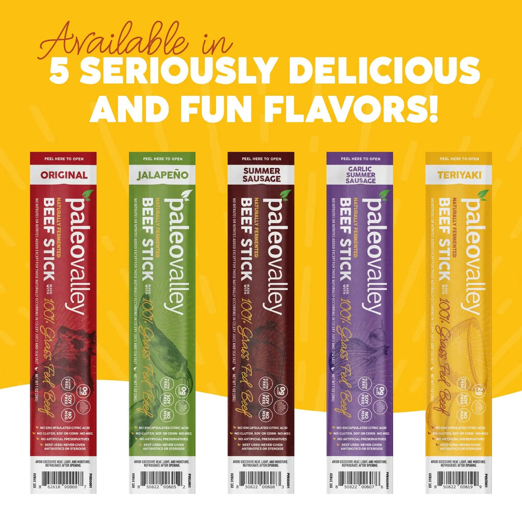 Paleovalley 100% Grass Fed Teriyaki Beef Sticks - Delicious Gluten Free Beef Snack - High Protein Keto Friendly - TrustMedUSA