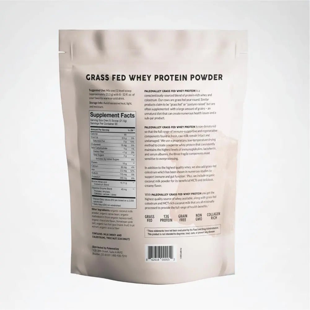 Paleovalley 100% Grassfed Whey Protein Powder with Colostrum, 30 Serving - Vanilla, 13g Protein, Muscle Building, Immune Support, Gut Health - TrustMedUSA