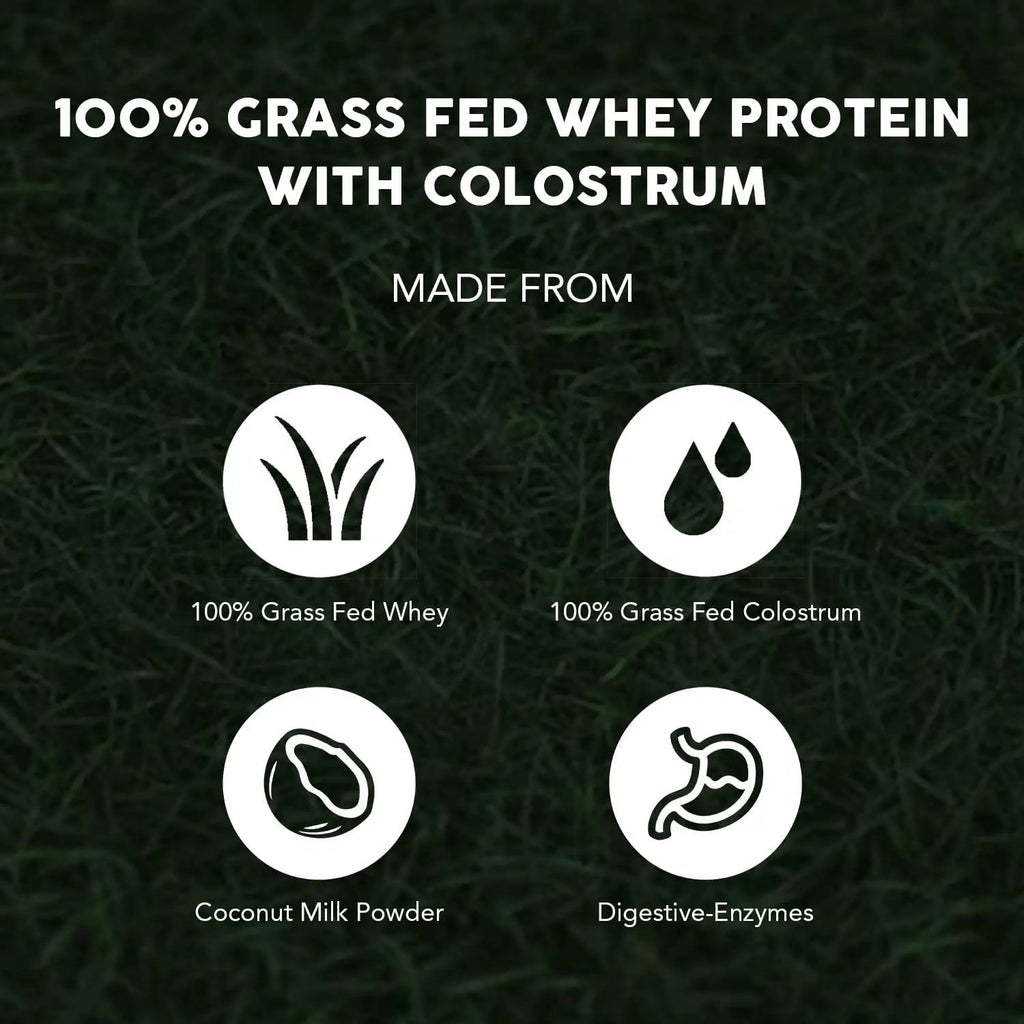 Paleovalley 100% Grassfed Whey Protein Powder with Colostrum, 30 Serving - Vanilla, 13g Protein, Muscle Building, Immune Support, Gut Health - TrustMedUSA