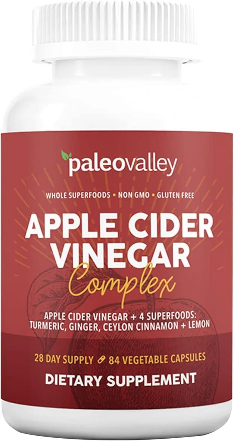 Paleovalley Apple Cider Vinegar Complex with Superfoods - Turmeric, Ginger, Ceylon Cinnamon and Lemon - 84 Vegetable Capsules - TrustMedUSA