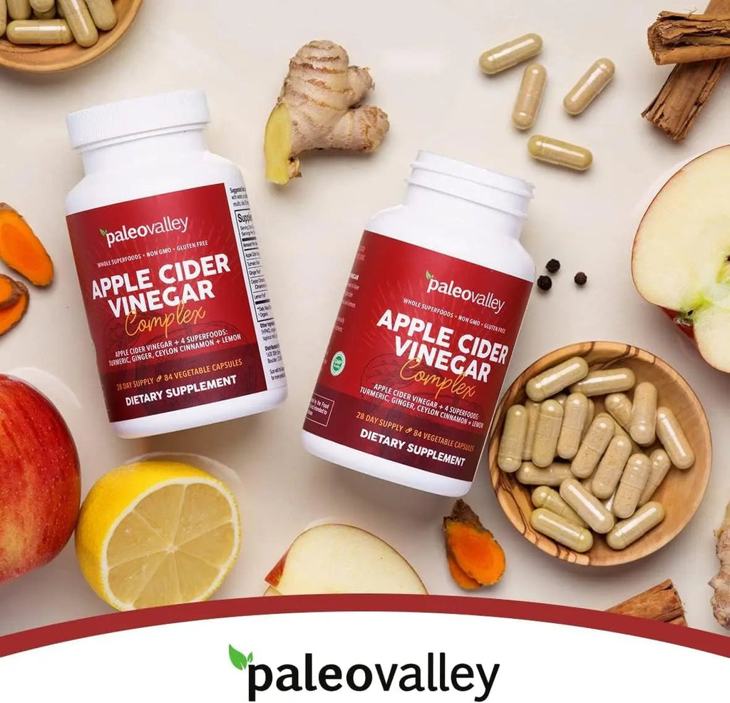 Paleovalley Apple Cider Vinegar Complex with Superfoods - Turmeric, Ginger, Ceylon Cinnamon and Lemon - 84 Vegetable Capsules - TrustMedUSA