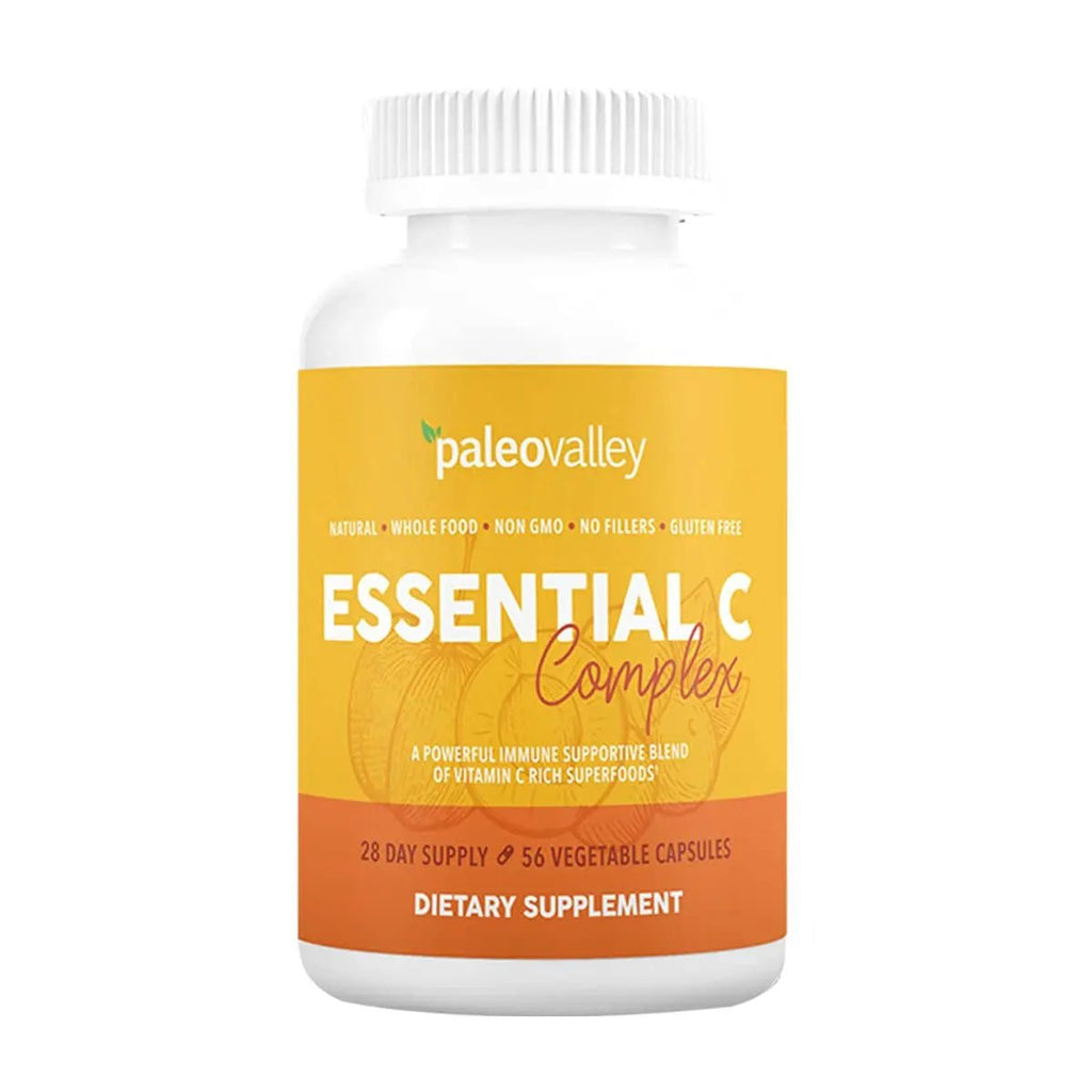 Paleovalley Essential C Complex - Vitamin C Supplement for Immune Support - 1 Pack, 450mg - Organic Superfoods Unripe Acerola Cherry, Camu Camu, Amla Berry - TrustMedUSA