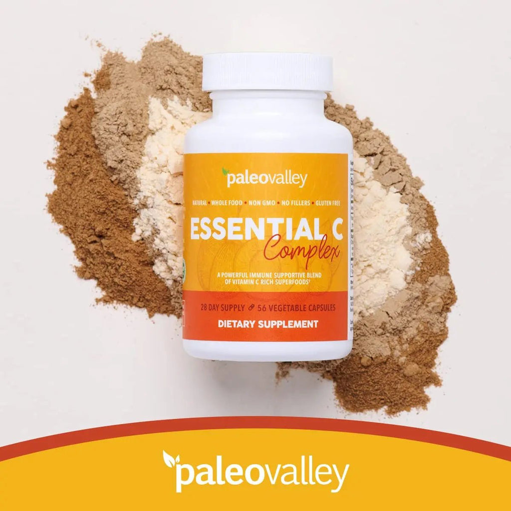 Paleovalley Essential C Complex - Vitamin C Supplement for Immune Support - 1 Pack, 450mg - Organic Superfoods Unripe Acerola Cherry, Camu Camu, Amla Berry - TrustMedUSA