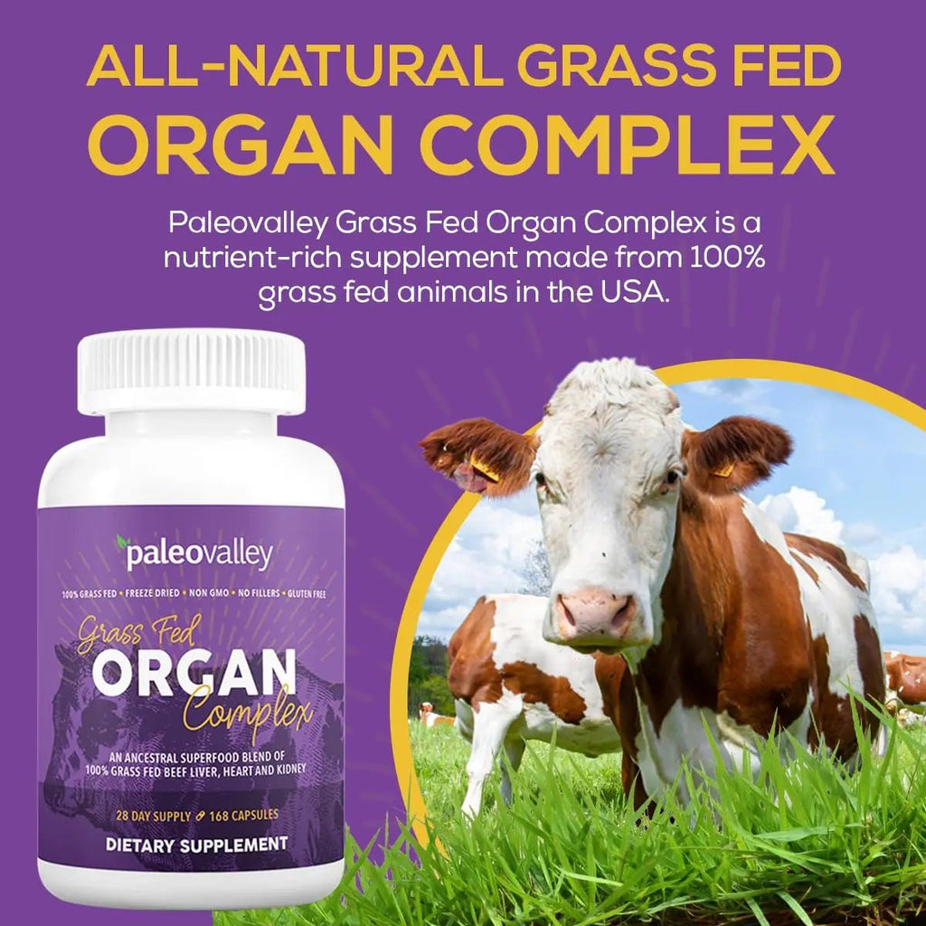Paleovalley Grass Fed Beef Organ Complex - Freeze-Dried Beef Liver, Heart, and Kidney Blend, 1 Bottle - TrustMedUSA