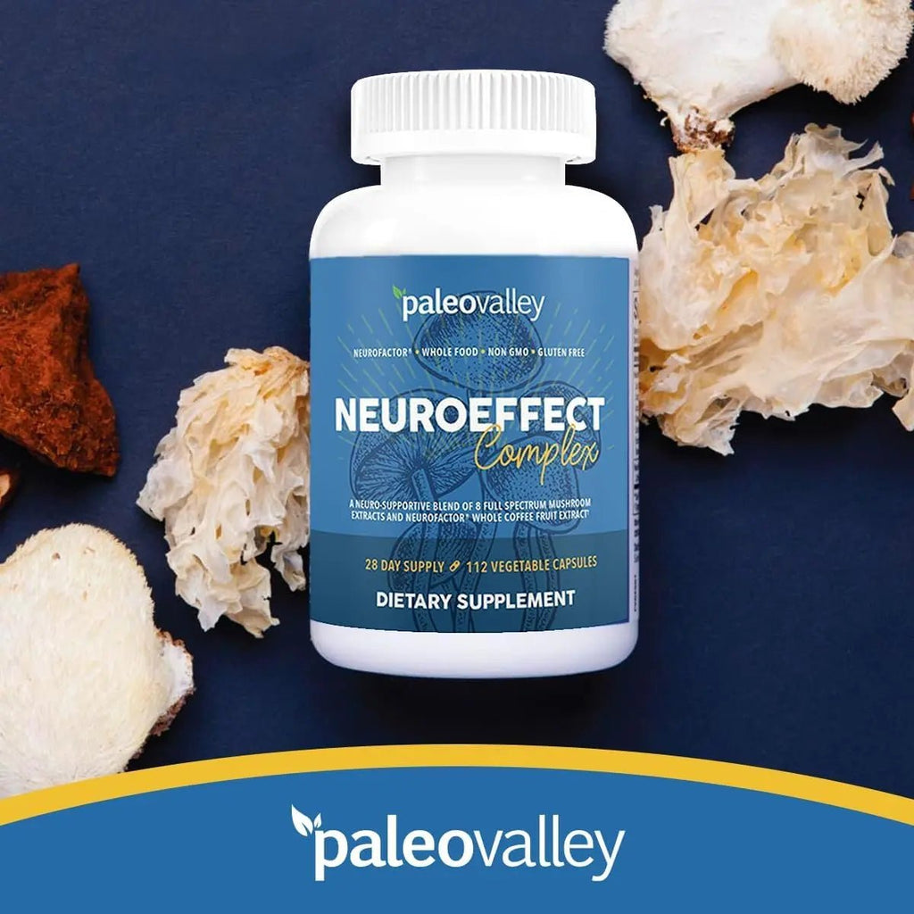 Paleovalley NeuroEffect - Neuro Mushroom Coffee Nutritional Supplement for Focus, Memory, and Energy Support - 28-Day Supply - 8 Full Spectrum Mushroom and Whole Coffee Fruit Extracts - TrustMedUSA