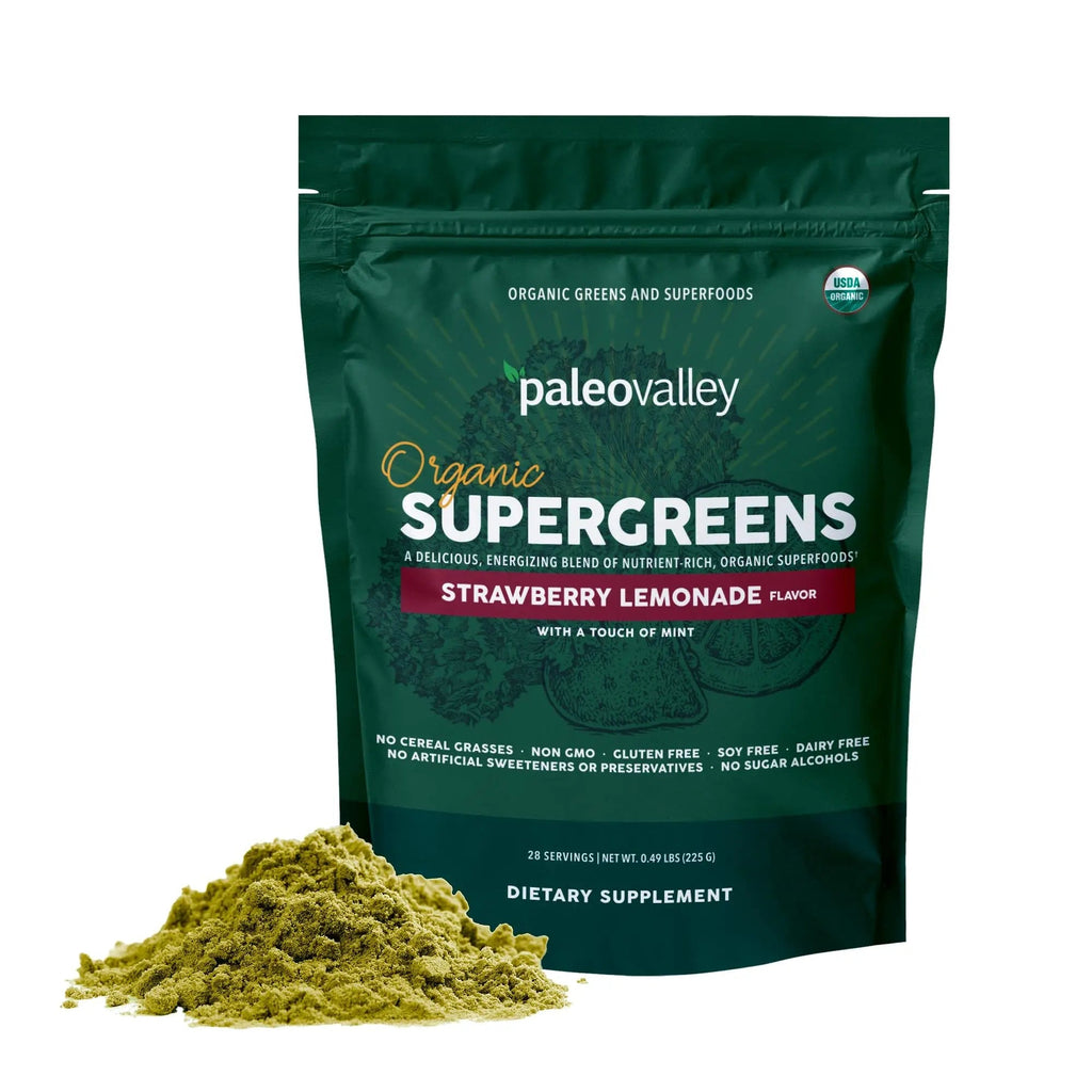 Paleovalley Organic Supergreens - Organic Greens Powder Superfood for Immune Support - Paleo Green Powder Blend - 28 Servings - 23 Superfoods - Gluten Free, No Cereal Grasses, Soy or Grain - TrustMedUSA