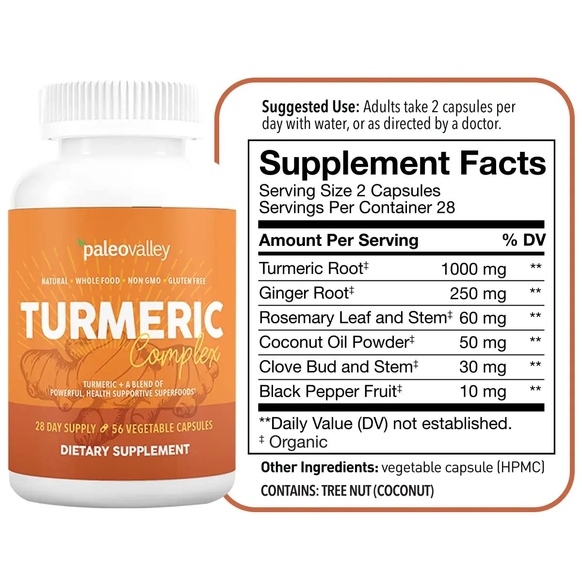 Paleovalley - Organic Turmeric Complex - Full Spectrum Organic Turmeric with Health-Supportive Superfoods - 56 Vegetarian Capsules - Support Joints, Immunity, Brain and Heart Health - TrustMedUSA
