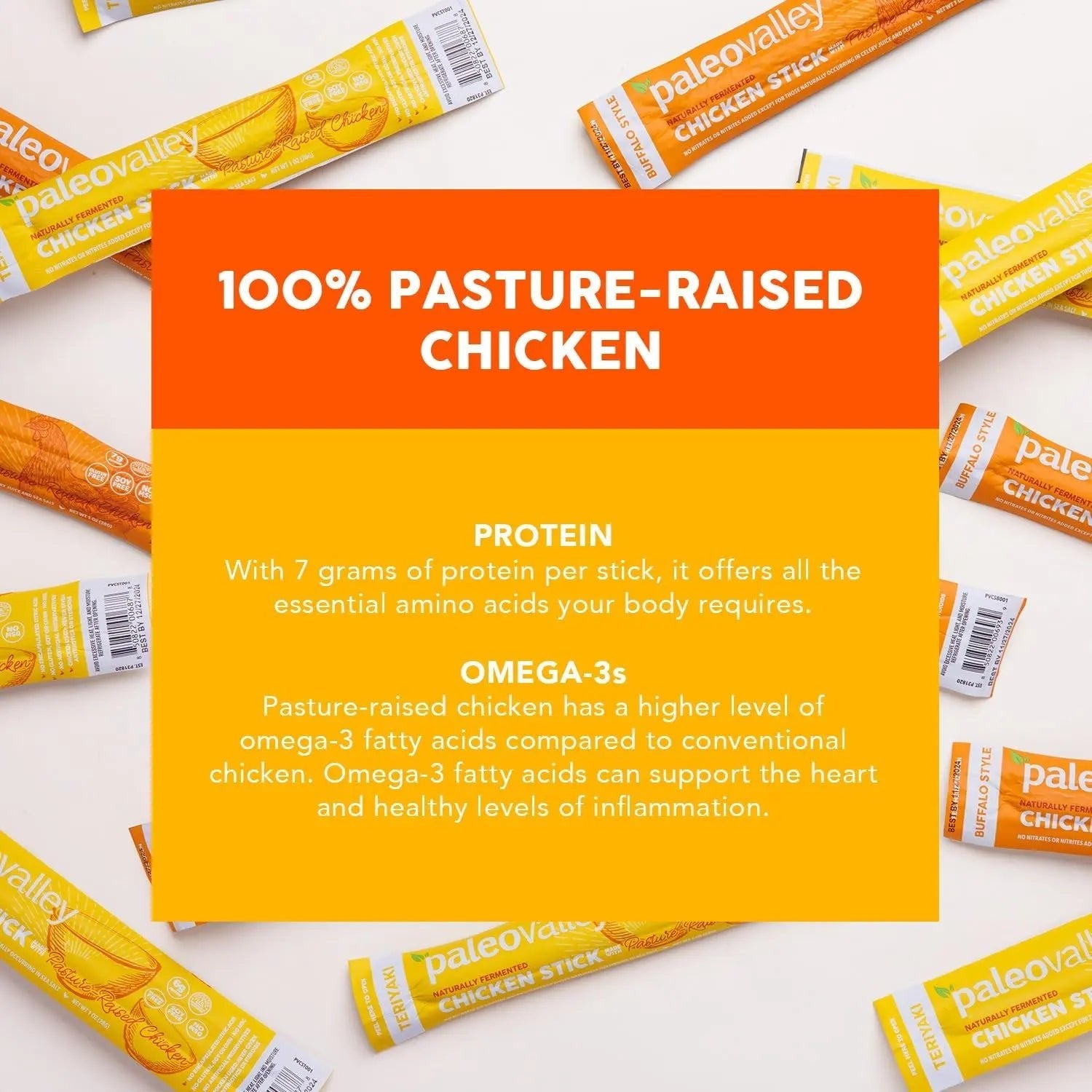 Paleovalley Pasture-Raised Chicken Sticks – 10 Pack – 7g Protein per Stick – Keto-Friendly, Paleo, Gluten-Free, Nitrate-Free – On-the-Go Snack (10 Pack, Teriyaki) - TrustMedUSA