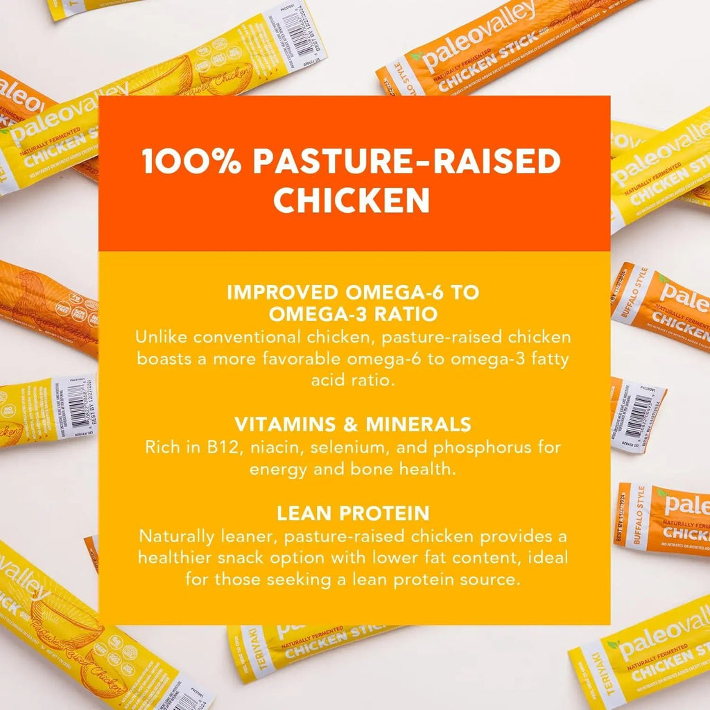 Paleovalley Pasture-Raised Chicken Sticks – 10 Pack – 7g Protein per Stick – Keto-Friendly, Paleo, Gluten-Free, Nitrate-Free – On-the-Go Snack (10 Pack, Teriyaki) - TrustMedUSA
