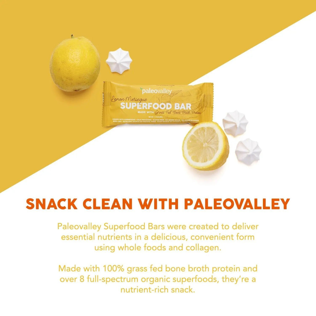 Paleovalley Superfood Bars – Lemon Meringue– 10 Pack – 9g Protein per Bar – Gluten-Free, Grain-Free, Paleo, Non-GMO – On-the-Go Snack - TrustMedUSA