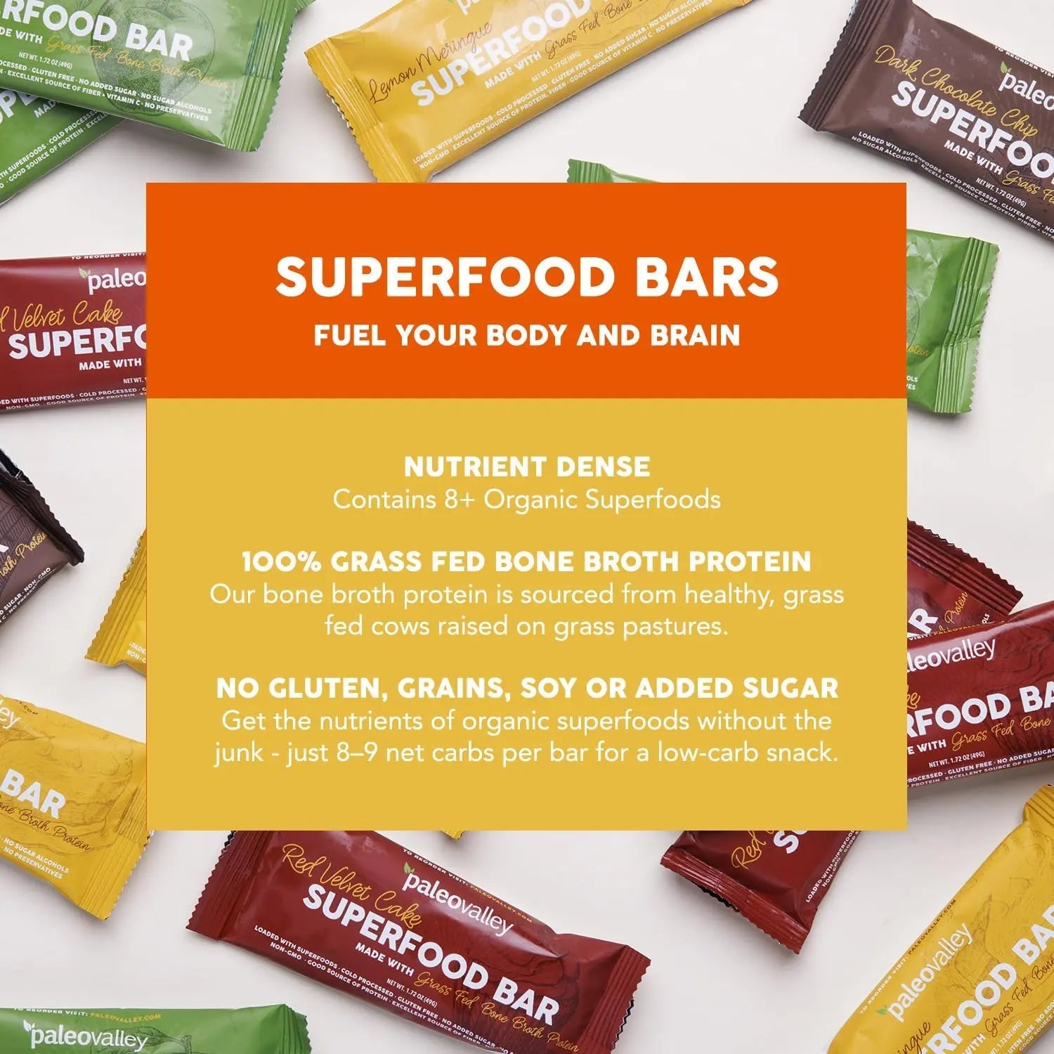 Paleovalley Superfood Bars – Lemon Meringue– 10 Pack – 9g Protein per Bar – Gluten-Free, Grain-Free, Paleo, Non-GMO – On-the-Go Snack - TrustMedUSA